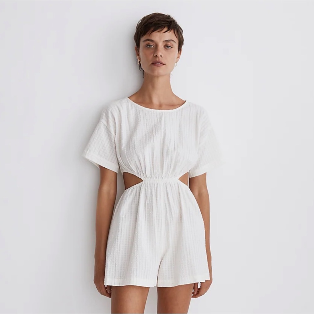 [NEW] Madewell Cutout Romper in Seersucker - Size XL